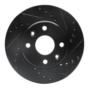 Kia Spectra Brake Rotor (1) - Front Right - R1 Concepts - Drilled & Slotted - Black - `94-`00